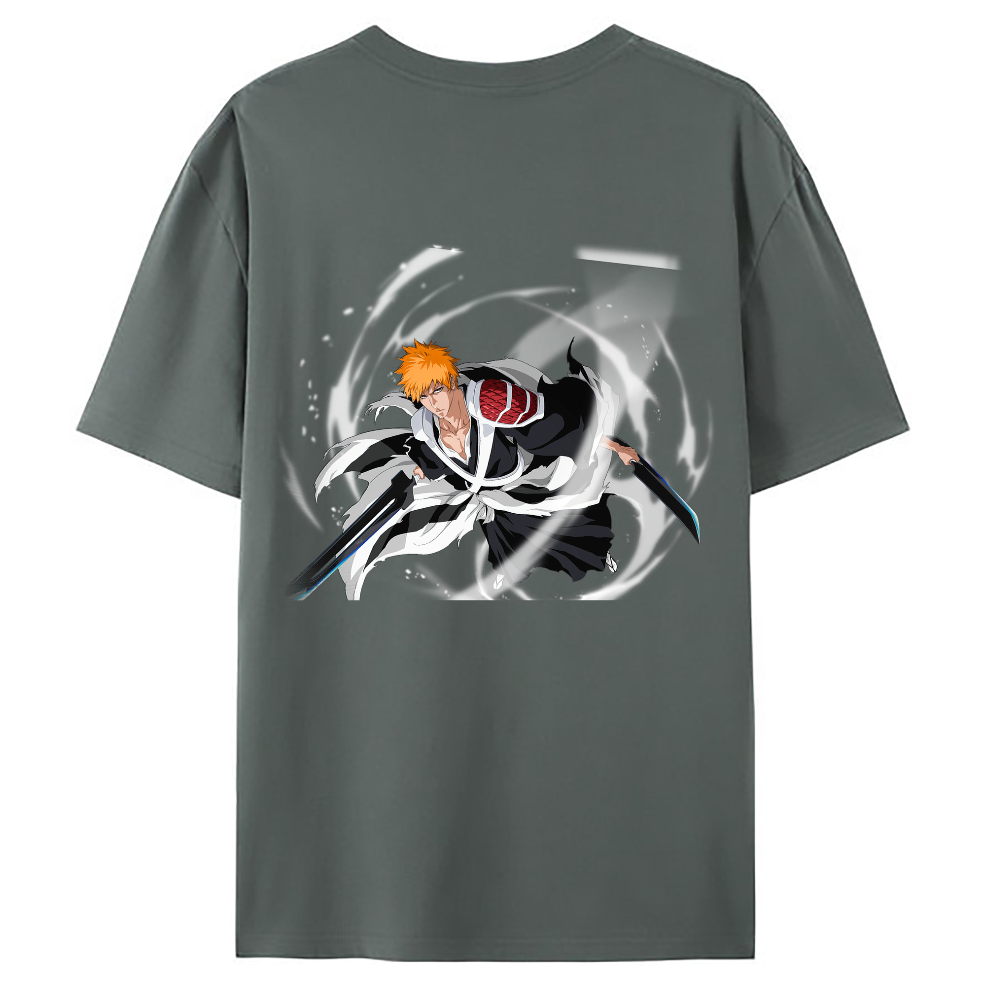 （画像用） ブリーチ 黒崎一護（くろさき いちご）BLEACH Kurosaki Ichigo 綿100％ メンズ半袖Tシャツ（バックプリント） 通気性